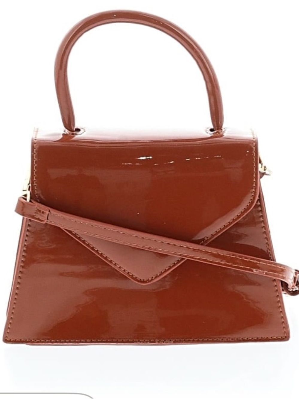 Street Level Patent Satchel in Chestnut Brown